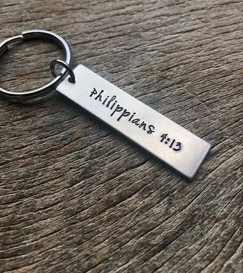 Product Image of the Hand Stamped Scripture Keychain