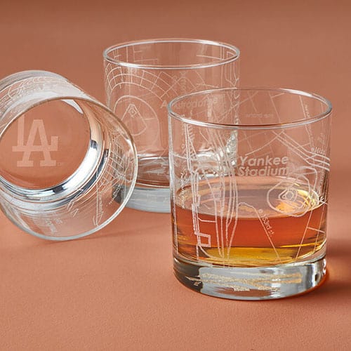 Product Image of the Vintage Baseball Park Map Glass