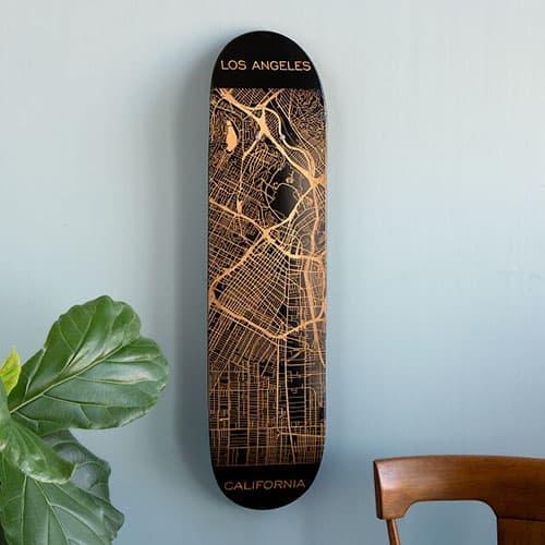 Product Image of the Custom Engraved Skateboard Map