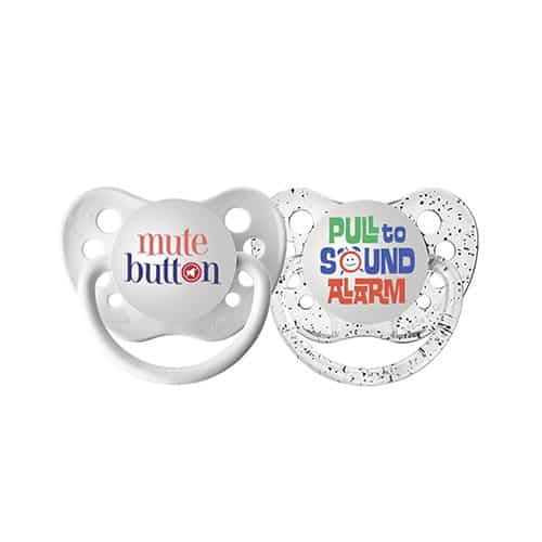 Product Image of the Mute Button Pacifier Set