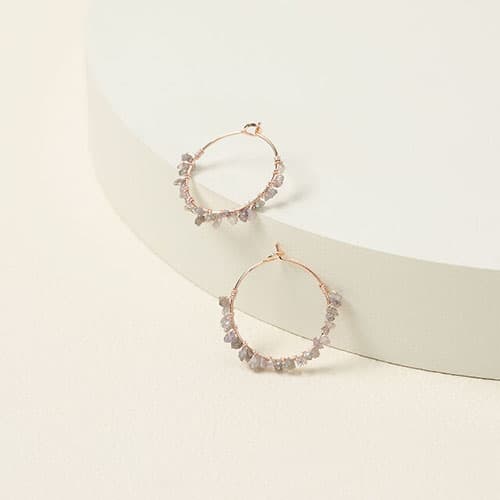Product Image of the Pink Rough Diamond Hoop Earrings