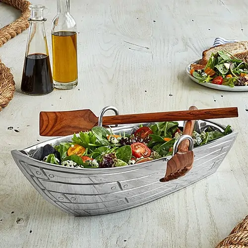 Product Image of the Row Boat Serving Bowl with Wood Serving Utensils