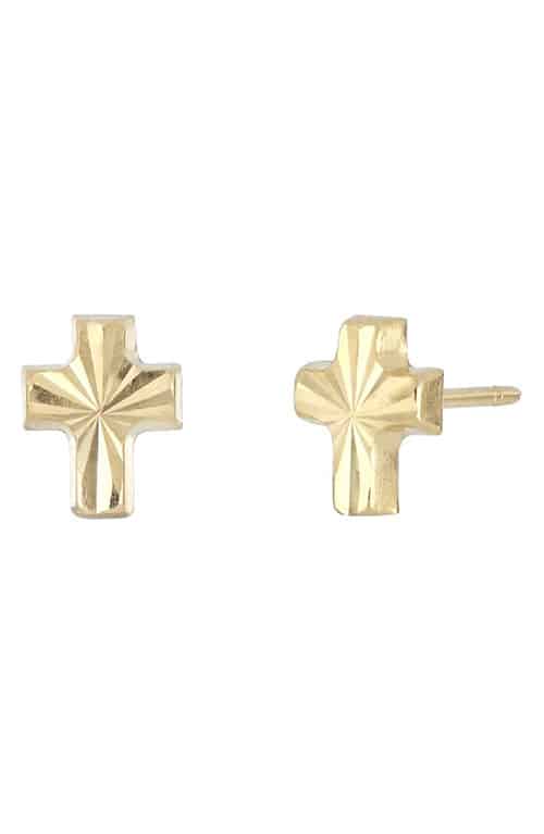Product Image of the 14K Gold Textured Cross Stud Earrings