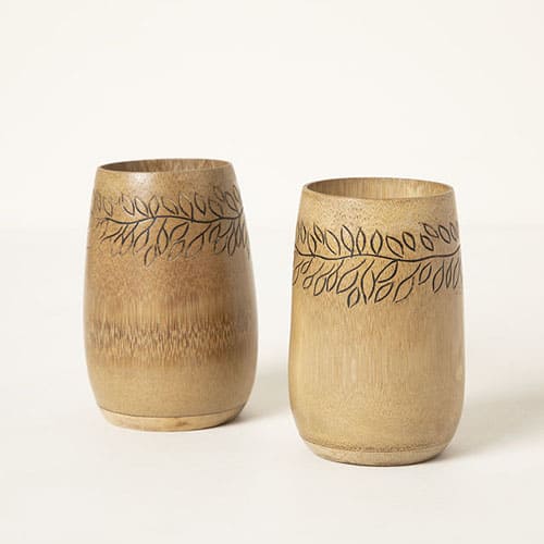 Product Image of the Hand Carved Bamboo Tumbler Set