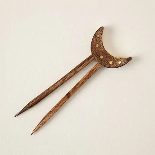Product Image of the Mango Wood Crescent Moon Hair Pin