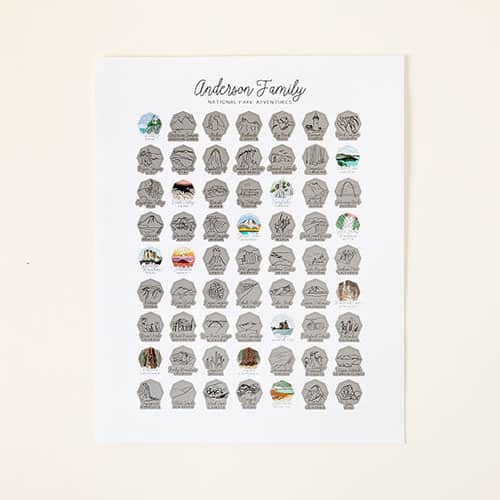 Product Image of the Personalized National Parks Scratch Off Poster