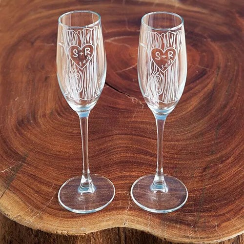 Product Image of the Etched Champagne Flute Set