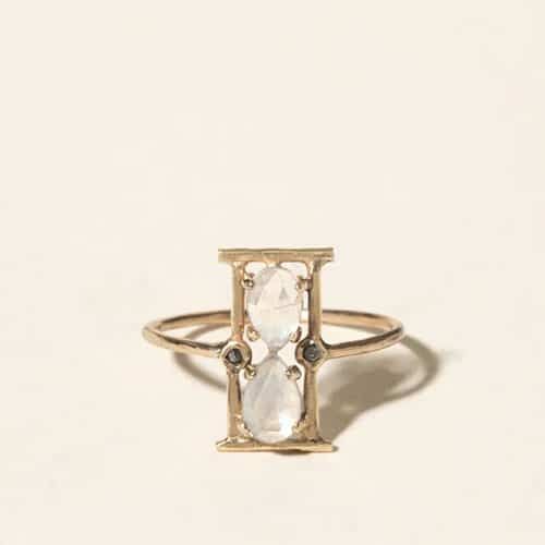 Product Image of the 14k Gold Moonstone Hourglass Ring