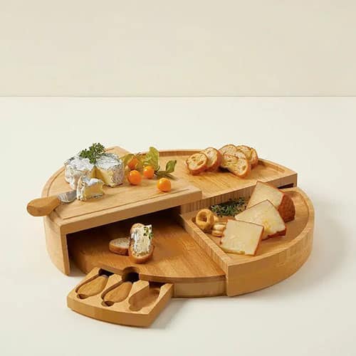 Product Image of the Compact Swivel Cheese Board with Knives