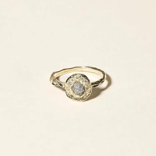 Product Image of the 14k Gold Rough Diamond Halo Ring