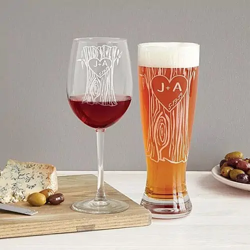 Product Image of the Personalized Tree Trunk Glassware Set