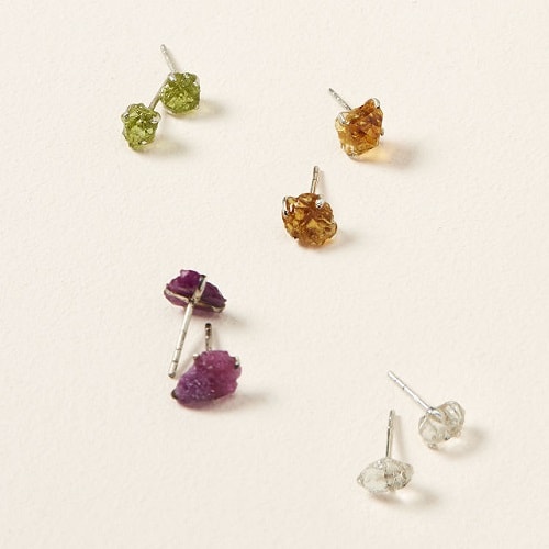 Product Image of the Raw Birthstone Stud Earrings