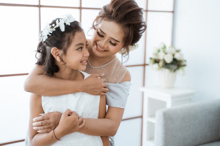 Mother wishing daughter happy birthday