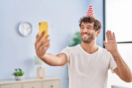ex-boyfriend having a video call for his birthday