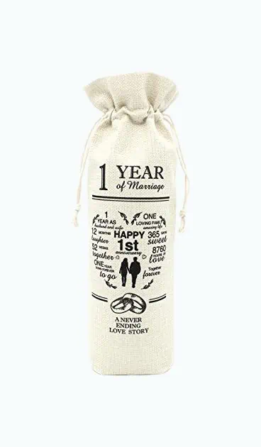 Product Image of the 1-Year Marriage Anniversary Wine Bag