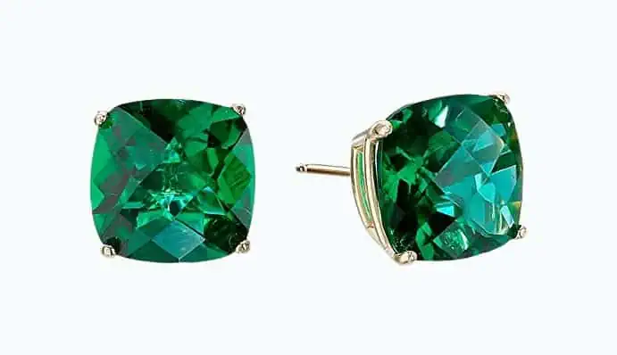 Product Image of the 10k Gold Cushion-Cut Emerald Earrings