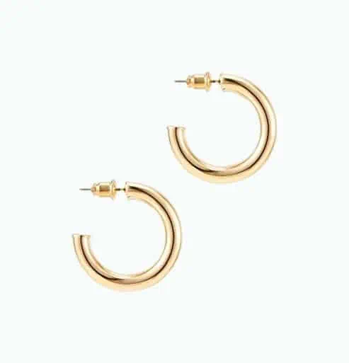 Product Image of the 14K Gold Colored Lightweight Chunky Open Hoops