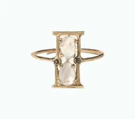 Product Image of the 14k Gold Moonstone Hourglass Ring 