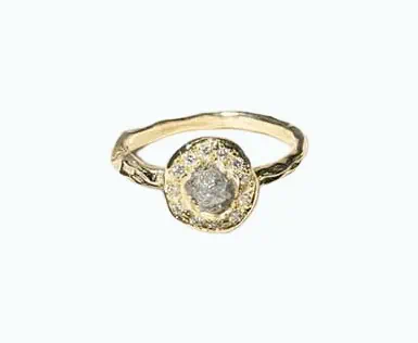 Product Image of the 14k Gold Rough Diamond Halo Ring