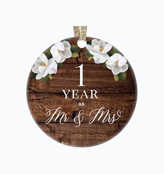 Product Image of the 1st Wedding Anniversary Christmas Tree Ornament