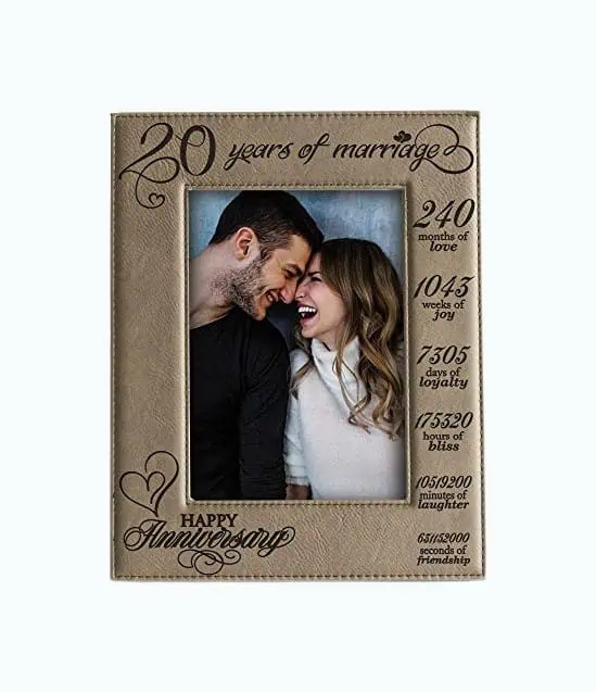Product Image of the 20th Anniversary- Engraved Leather Picture Frame