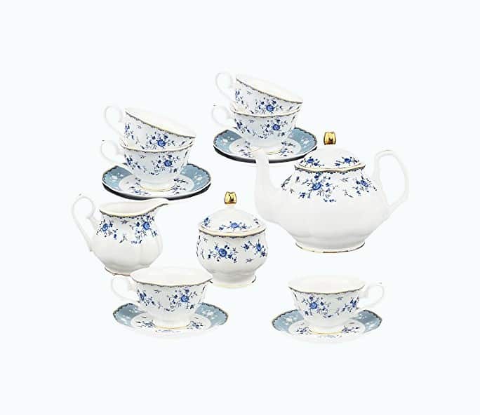 Product Image of the 21 Piece Floral Porcelain Tea Set