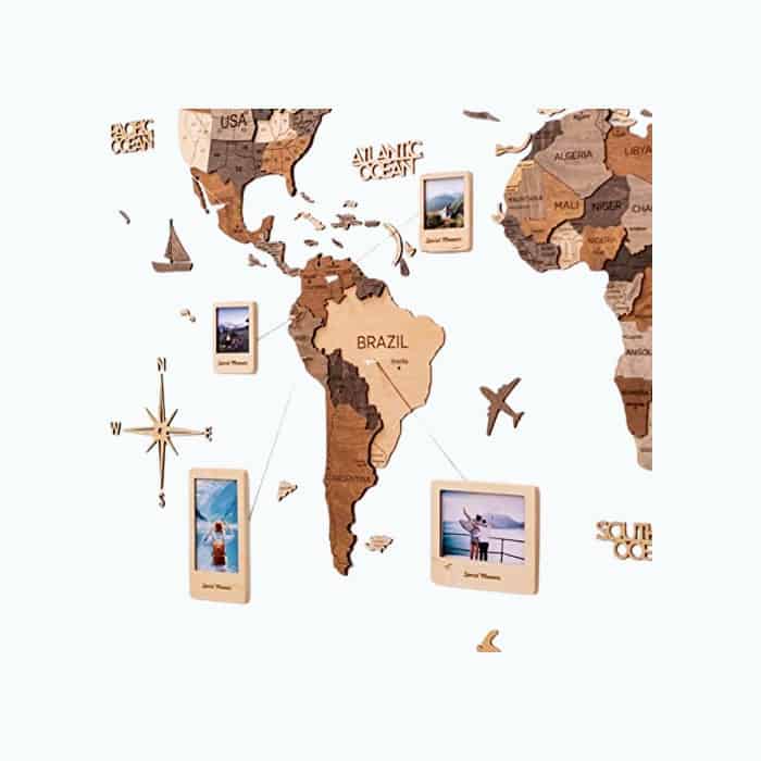 Product Image of the 3D Wood World Map Wall Art