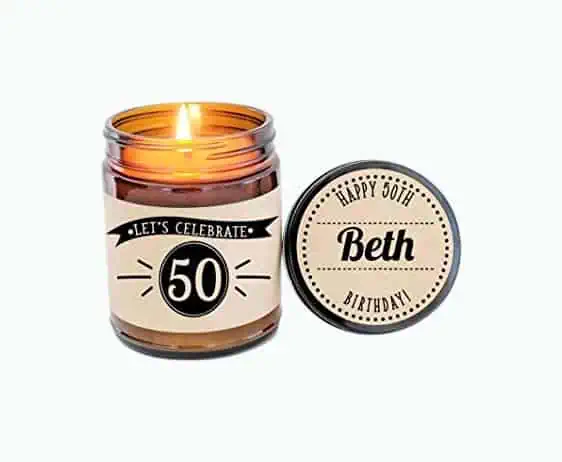 Product Image of the 50th Birthday Personalized Candle