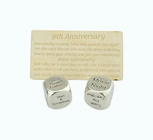 Product Image of the 9th Anniversary Date Night Dice