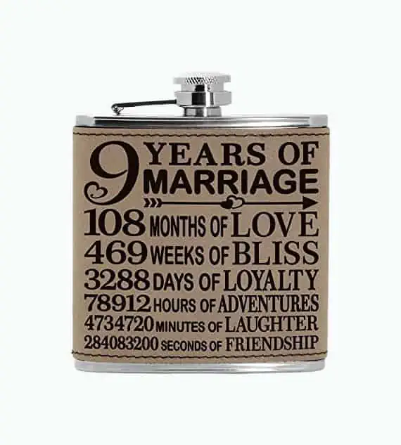 Product Image of the 9th Anniversary Leather Flask