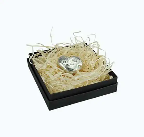 Product Image of the 9th Anniversary Metal Heart Pebble Gift