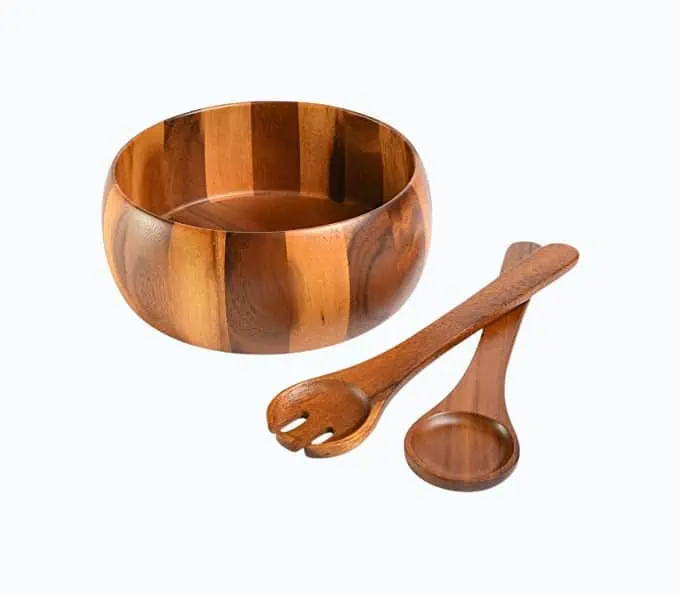 Product Image of the Acacia Wood Salad Bowl Set 