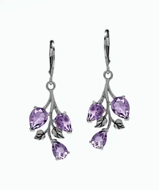 Product Image of the Amethyst Leaf Dangle Earrings