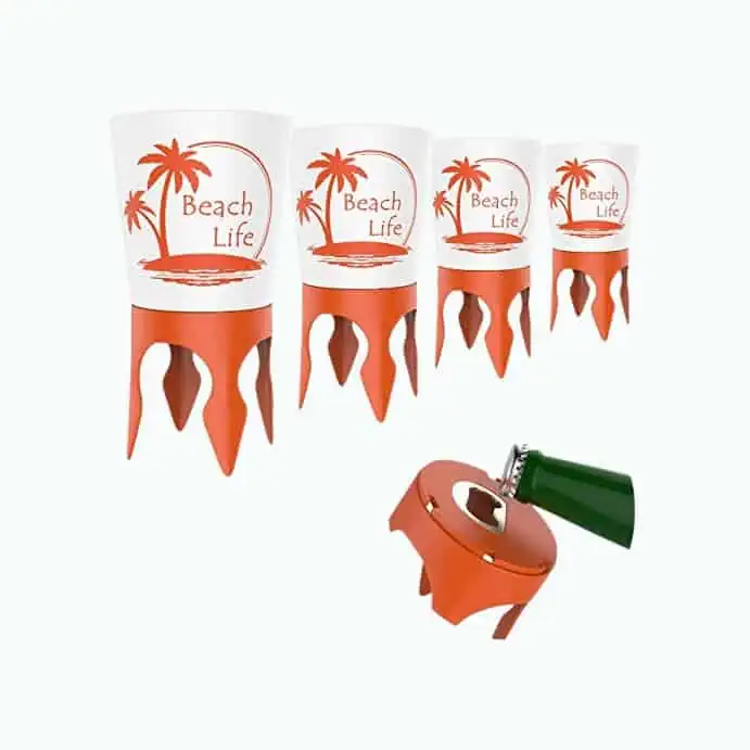 Product Image of the Beach Cups With Spiked Holders and Bottle Openers