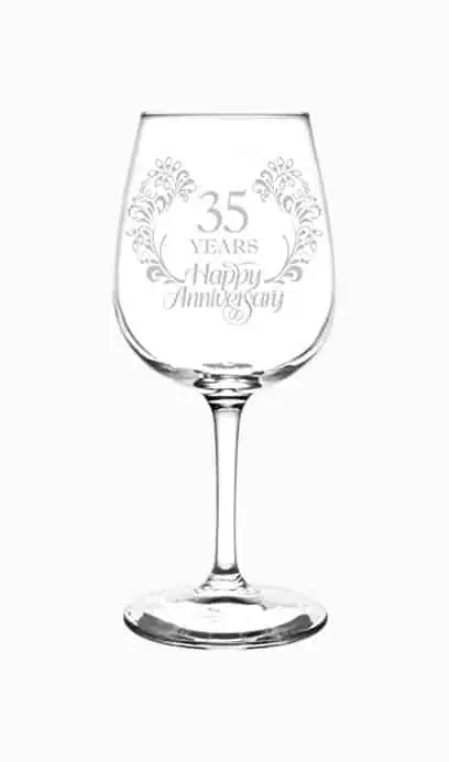 Product Image of the Beautiful & Elegant Floral Happy Anniversary Wine Glass
