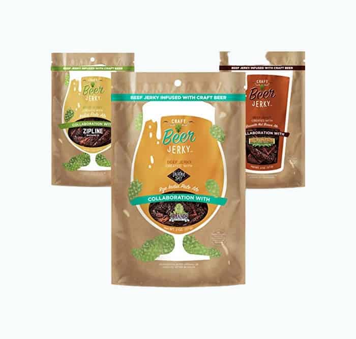 Product Image of the Beef Jerky Snack Pack - 3 Bags of Beef Jerky infused with Craft Beer