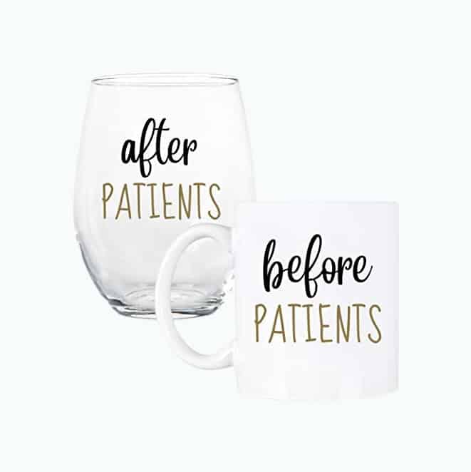 Product Image of the Before/After Patients Mug and Wineglass Set