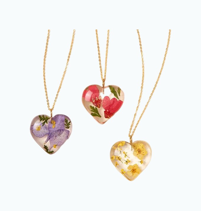 Product Image of the Birth Month Flower Heart Necklace