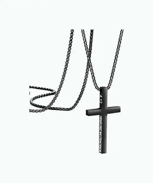 Product Image of the Black Cross Pendant With Verse