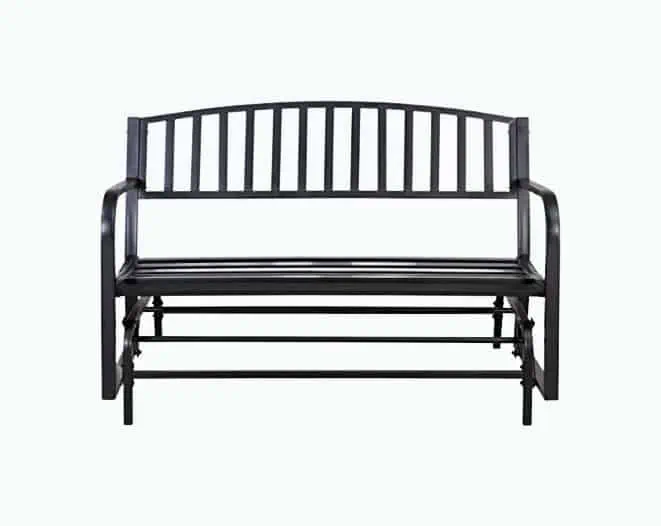 Product Image of the Black Outdoor Patio Steel Gliding Bench