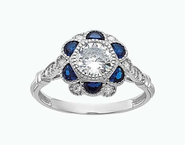 Product Image of the Blue Sapphire Flower Ring