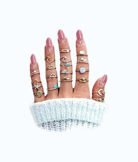 Product Image of the Boho Retro Stackable Rings Sets for Teen Girls