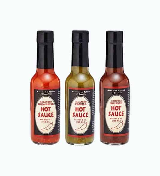 Product Image of the Booze-Infused Hot Sauce Trio