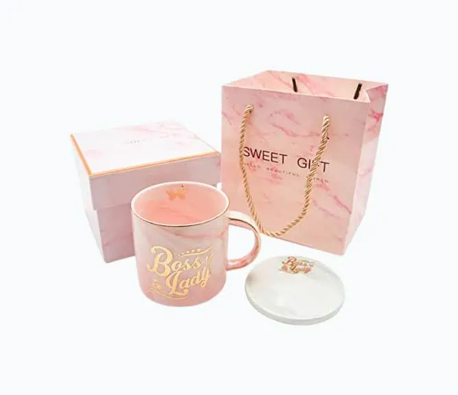 Product Image of the Boss Lady Pink Marble Ceramic Coffee Mug