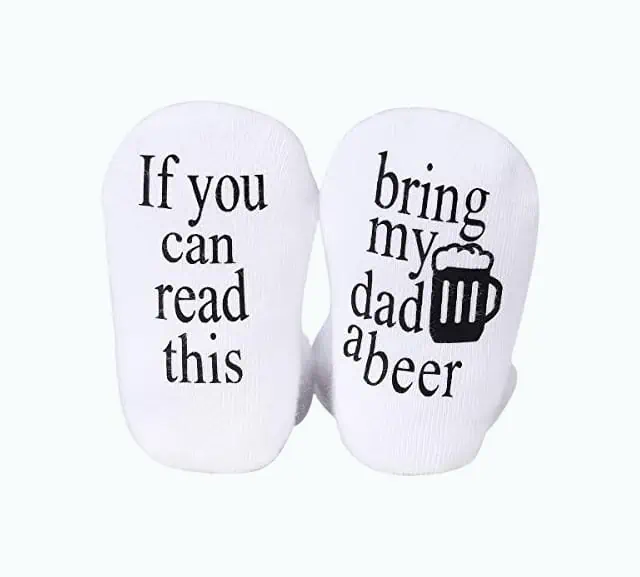 Product Image of the “Bring My Dad A Beer” Baby Socks