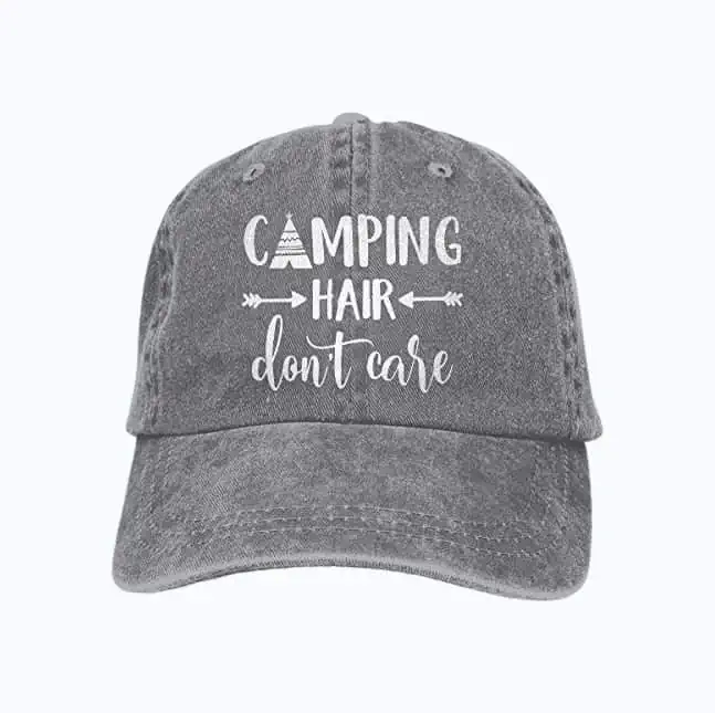 Product Image of the Camping Hair Don't Care Cute Baseball Hat