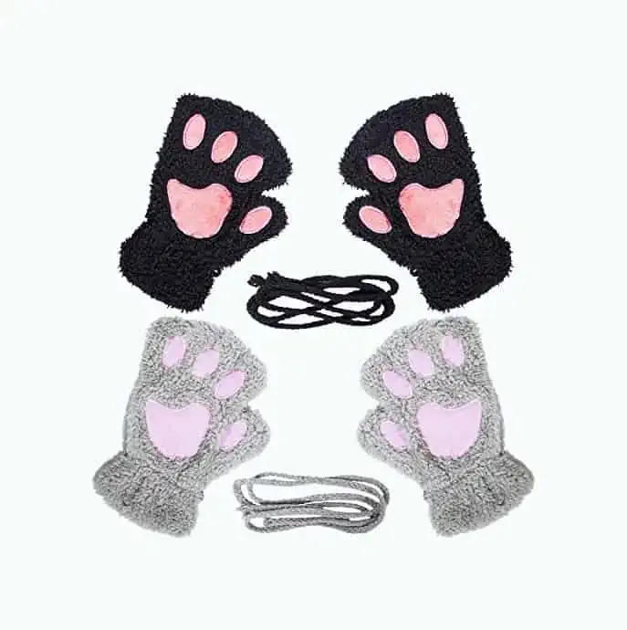 Product Image of the Cat Fingerless Mittens Set