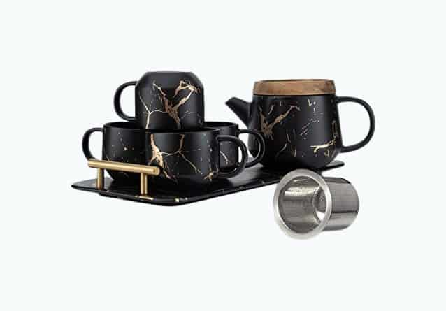 Product Image of the Ceramic Modern Black Teapot Set