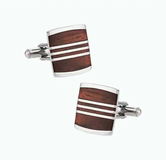 Product Image of the Cherry Wood Stainless Steel Cufflinks