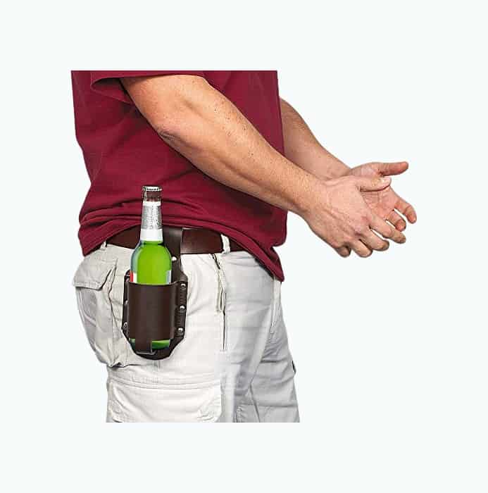Product Image of the Classic Beer Holster, Leather, Espresso Brown